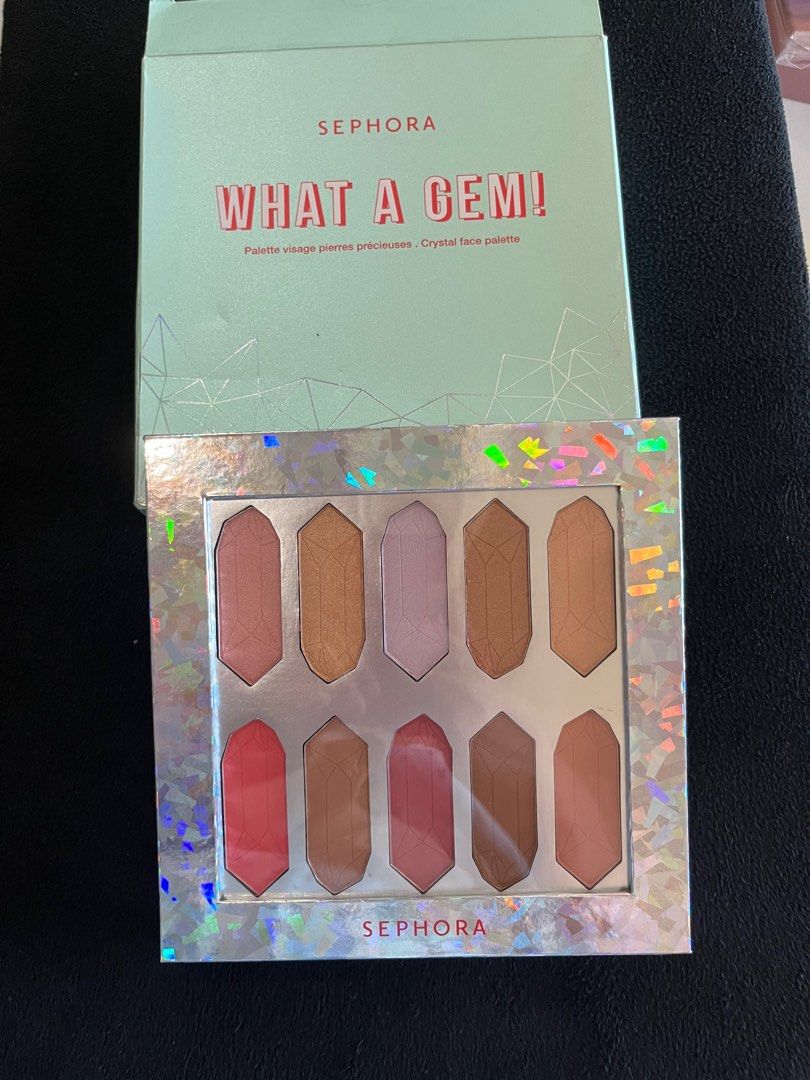 SEPHORA WHAT GEM CRYSTAL FACE PALETTE (Category: Makeup) located in Makati City. Submitted by cashfrancefashioncosmetics_ph (Listing ID 1284809709, Image 3). Description: SIZE 10x2grams SEPHORA WHAT GEM CRYSTAL FACE PALETTE SHADES 1 DREAM ~ HIGHLIGHTER 2 LOVE. ~ BLUSH 3 AMPLIFY ~ HIGHLIGHTER 4 JOY. ~ BRONZING POWDER 5 PASSION. ~ HIGHLIGHTER 6 HARMONY ~ BLUSH 7 POWER. ~ HIGHLIGHTER 8 CONFIDENCE. ~ BRONZING POWDER 9 BALANCE. ~HIGHLIGHTER . 10 SUCCE