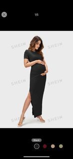 Shein maternity bodycon dress with slit, cotton, black