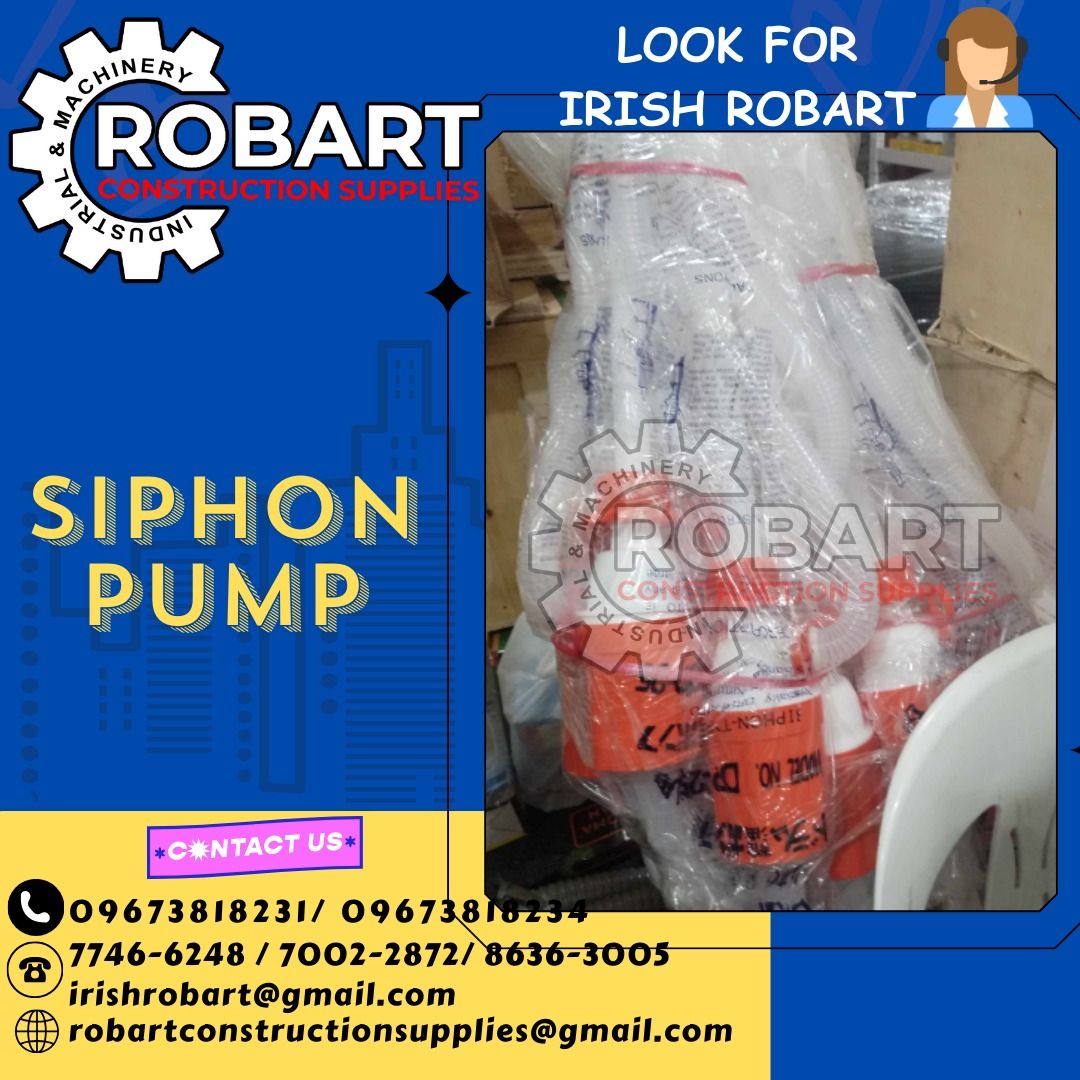 siphon pump (Category: Construction Tools & Equipment) located in Manila. Submitted by irishrobart_22 (Listing ID 1284811495, Image 1). Description: siphon pump DP-25 SEND US MESSAGE FOR INQUIRIES ‼️‼️ LOOK FOR IRISH ROBART VBR : 0 9 6 7 3 8 1 8 2 3 1/ 0 9 6 7 3 8 1 8 2 3 4 LANDLINE 8-6 3 6 3 0 0 5 / 7 7 4 6 -6 2 4clevis hanger 8 / 7 0 0 2-2 8 7 2 GMAIL: I R I S H R O B A R T @ G M A I L . C O M Office Address: 1405 Yuseco St. Sta Cruz Manila 𝑹�