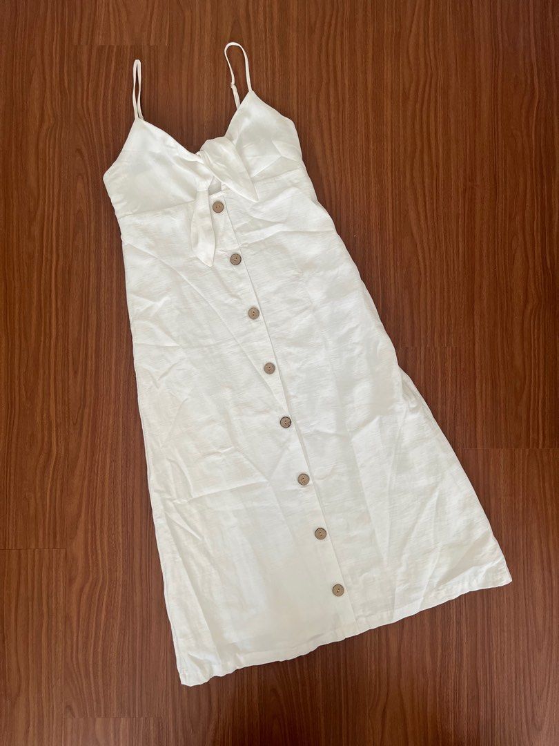 White dress with buttons down the front top