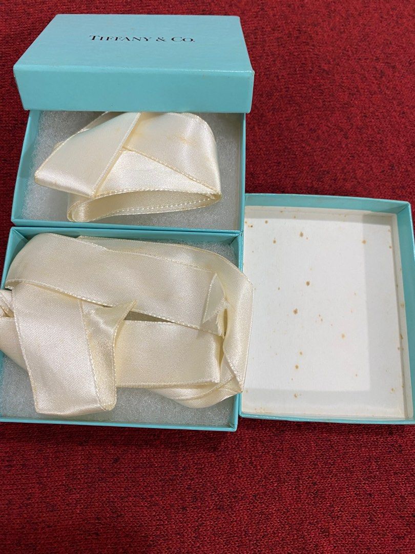 Tiffany & Co. Boxes (Category: Luxury Accessories) located in San Juan City. Submitted by peachgochujang (Listing ID 1285041078, Image 2). Description: Authentic Tiffany & Co. Boxes with ribbon for sterling silver bracelet and necklace. Php 650 each box.