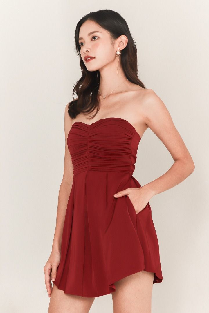 Maroon romper dress top