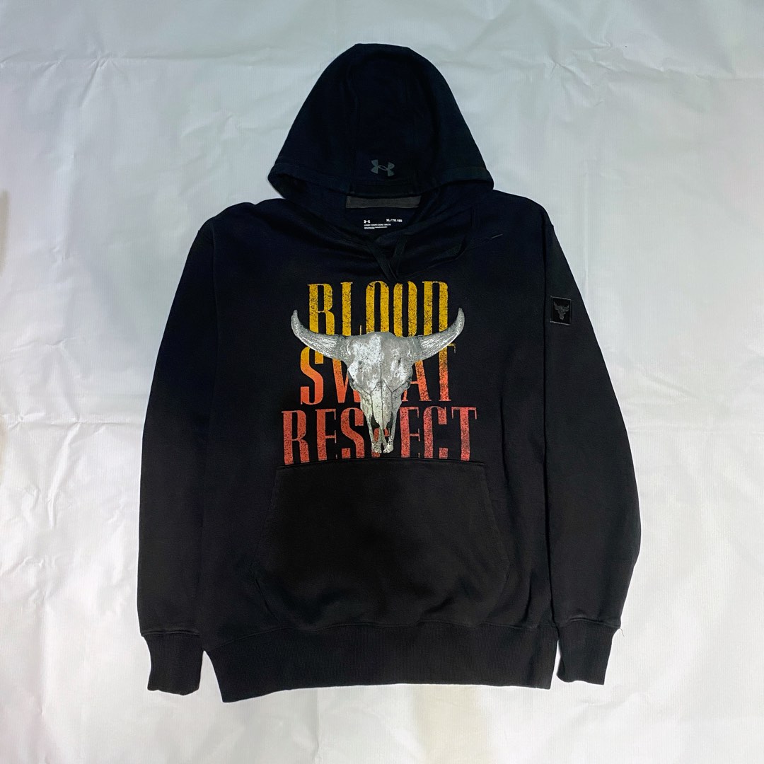Under Armour Men s Project Rock Blood Sweat Respect Hoodie Jaket Jacket Fesyen Pria Pakaian Atasan di Carousell