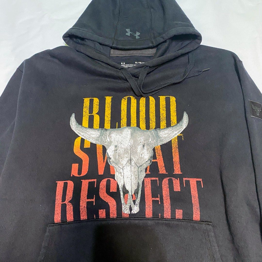 Under Armour Men s Project Rock Blood Sweat Respect Hoodie Jaket Jacket Fesyen Pria Pakaian Atasan di Carousell