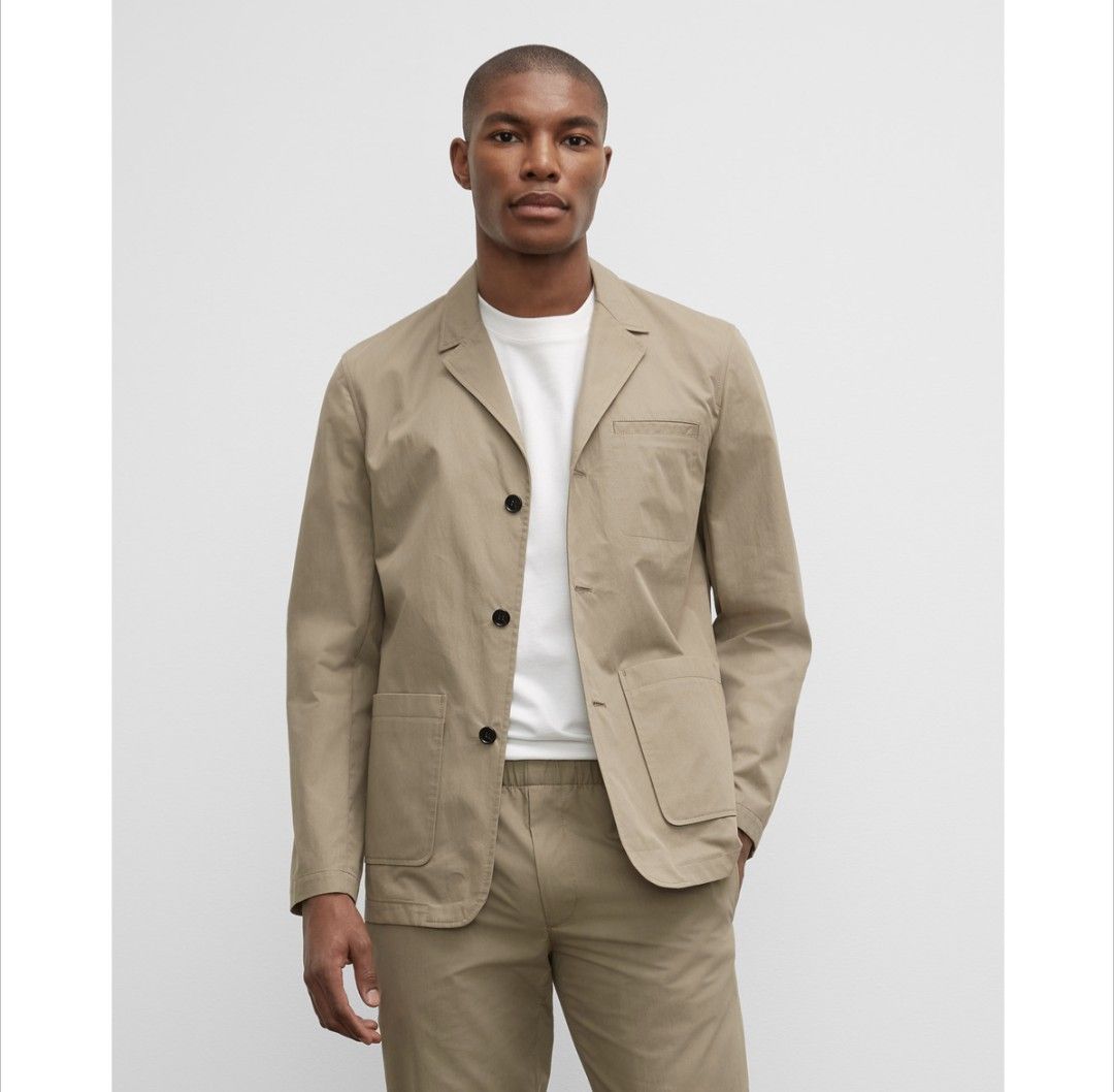 UNIQLO Utility Painter Jacket Multi Pocket Brown Beige Size Large Blazer Parka