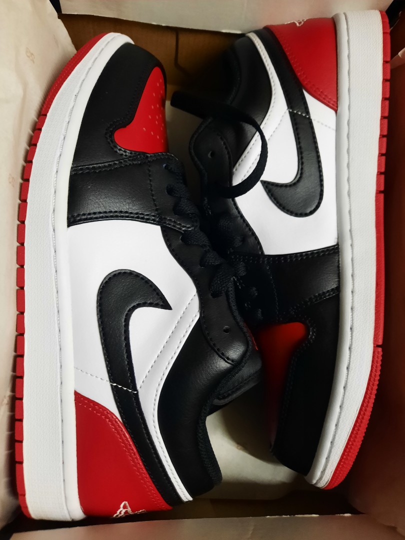 US 9 Nike Air jordan 1 Low Bred Toe低筒佐敦籃球鞋黑紅白芝加哥公仔