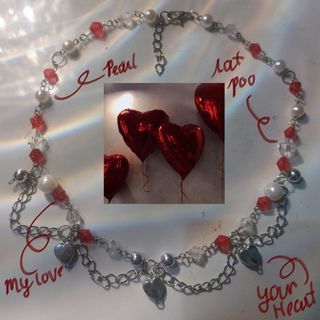 Valentines Heart Coquette / Rockstar gf / y2k / Hime / Vintage / lana del rey aesthetic beaded accessory necklace Woman's fashion