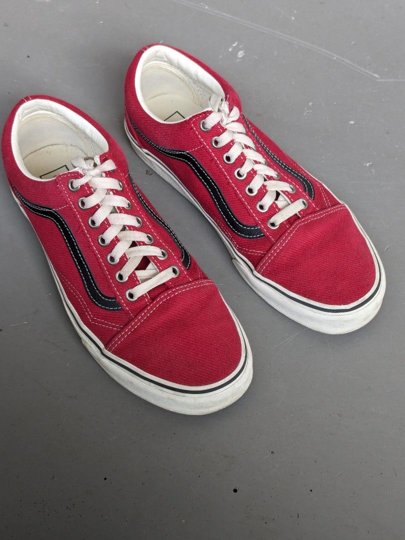 Vans Classic Red Denim Sneakers Sz 10