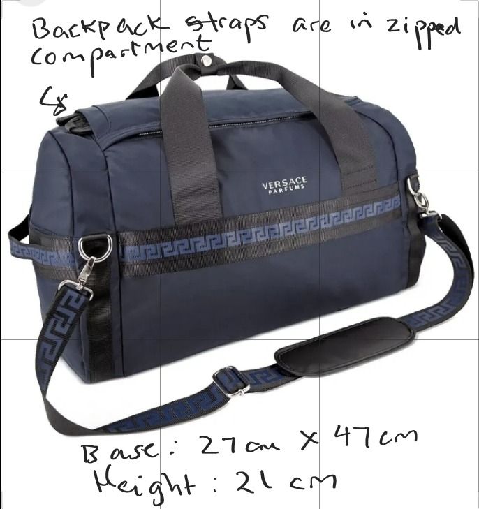 VERSACE Duffle Bag Backpack dual function with removable straps Free Delivery BlackFriday Men s Fashion Bags Backpacks on Carousell