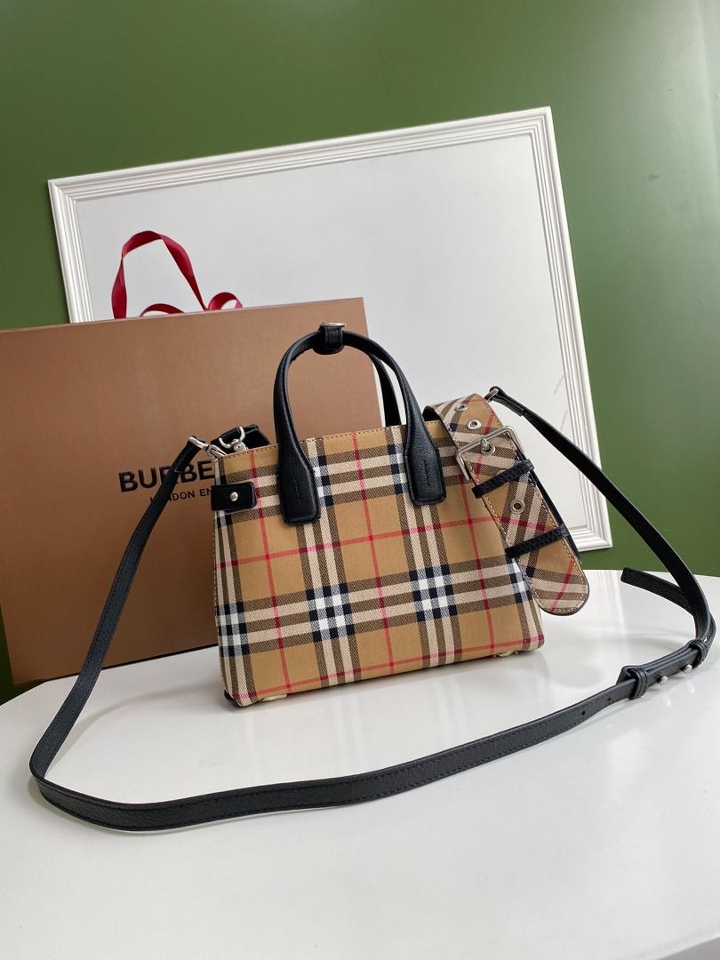 Vintage Check and leather Baby Banner bag Luxury Bags Wallets