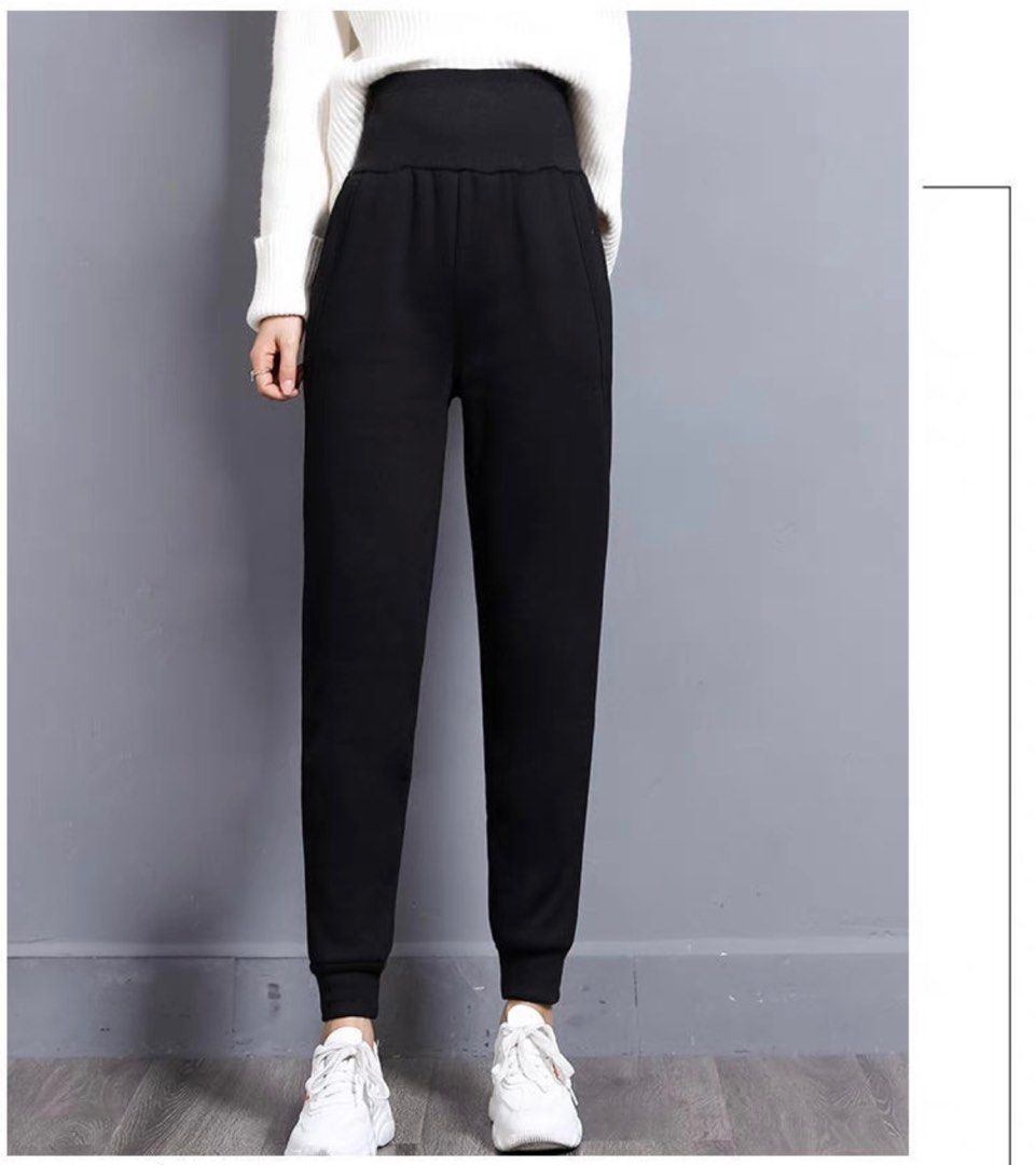 winter sweat pants with winter fur Women s Fashion Bottoms