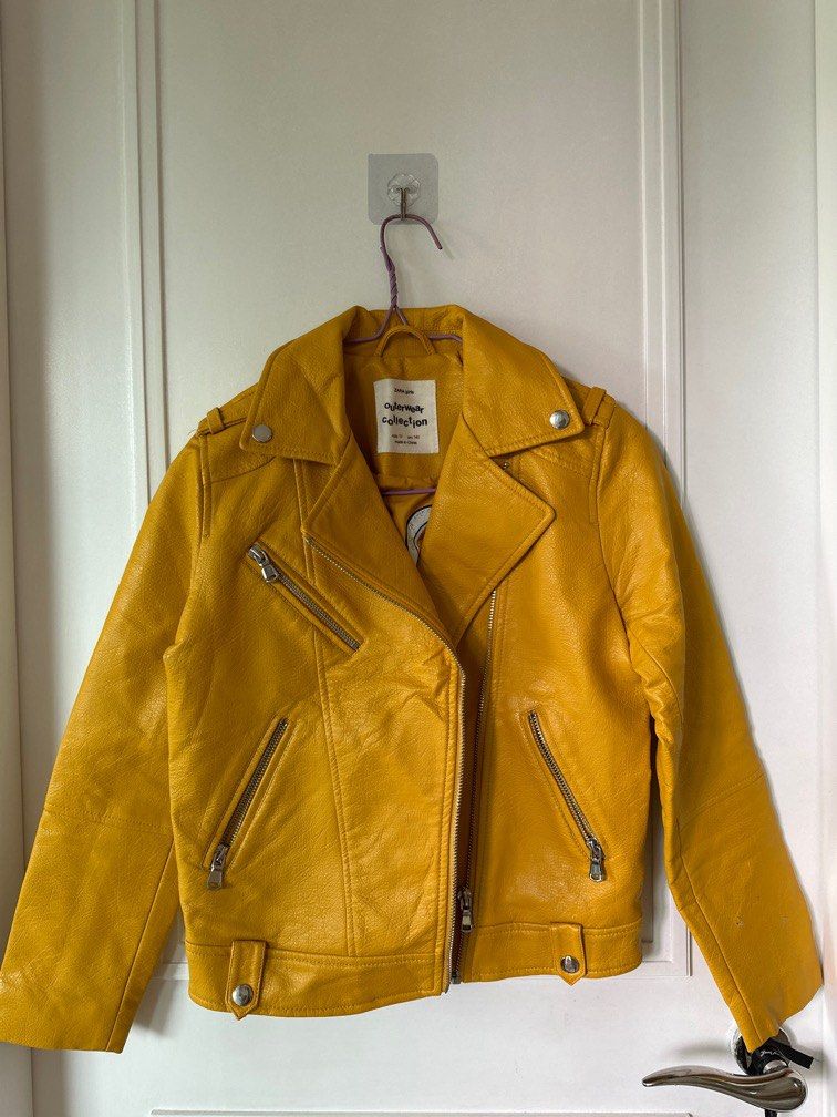 Kids yellow top leather jacket