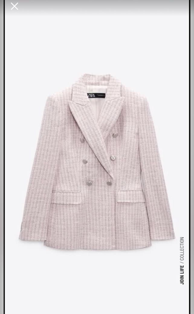 Pink tweed jacket zara online