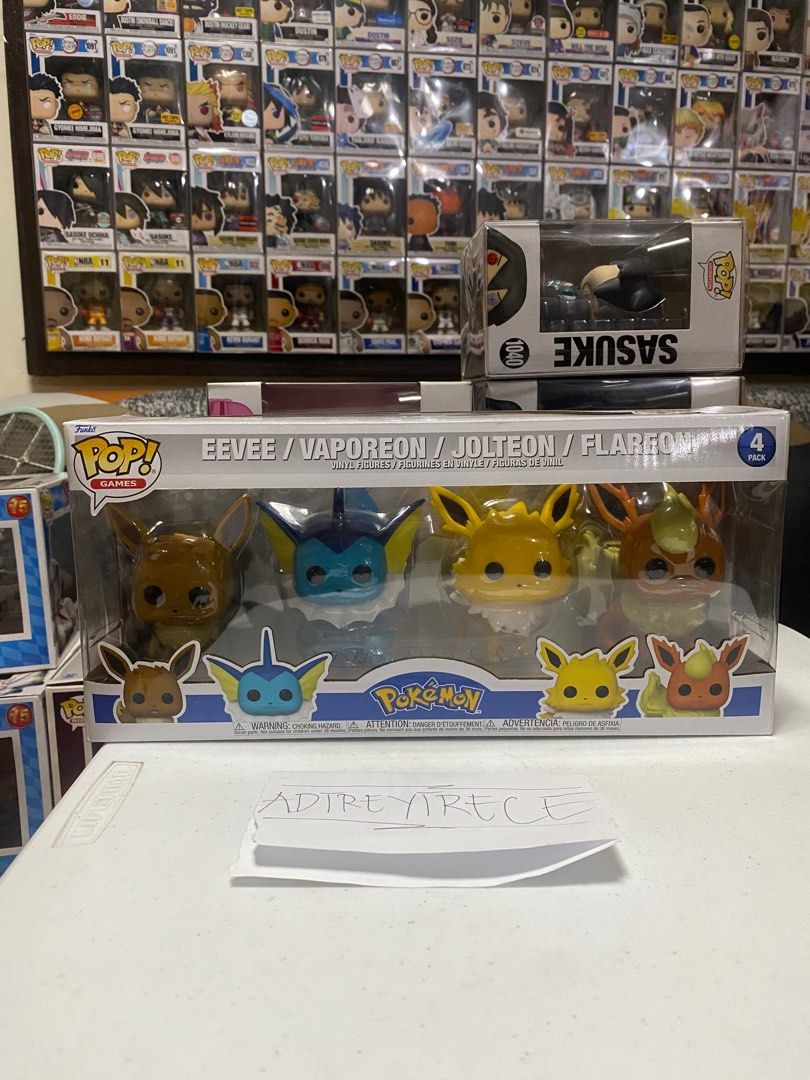 4pack pokemon funko pop (Category: Designer & Blind Box Toys) located in Caloocan City. Submitted by adtreytrece (Listing ID 1285170214, Image 2). Description: for sale 4pack pokemon funko pop evee,vaporeon,jolteon,flareon good condition no prot loc north caloocan or dapitan ust by sched ship via lalamove pm for details .