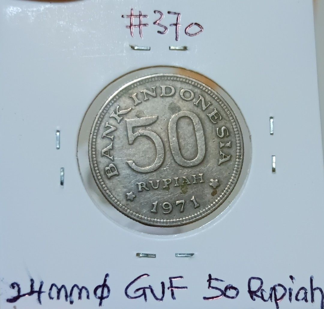 50 Rupiah Indonesia Coin 1971 (GVF) #370, Hobbies & Toys, Collectibles ...