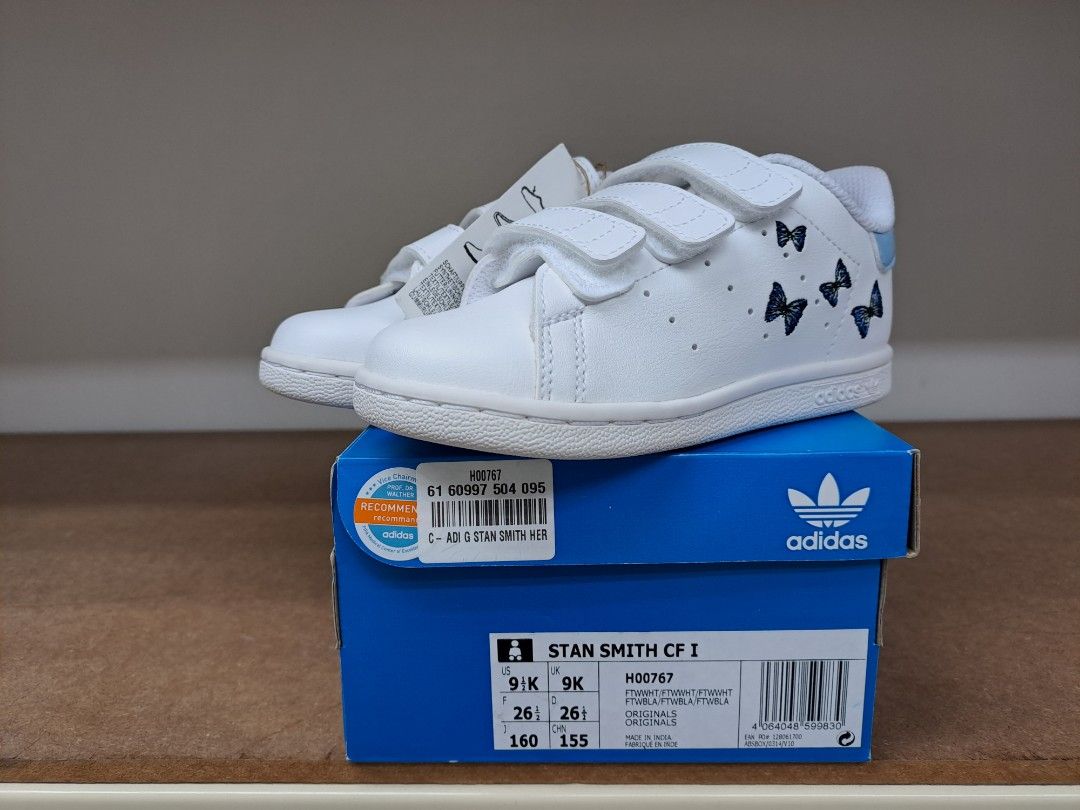 NEW ] ADIDAS ORIGINALS STAN SMITH CF1 - BUTTERFLY EMBROIDERY KIDS SHOES,  Babies & Kids, Babies & Kids Fashion on Carousell