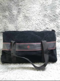 Alain Delon Black Gamusa Leather Duffle Bag