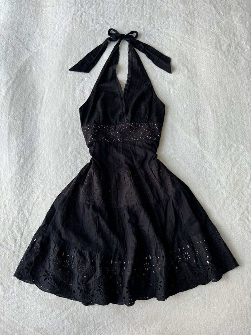 Bcbg black dress with pearls best sale