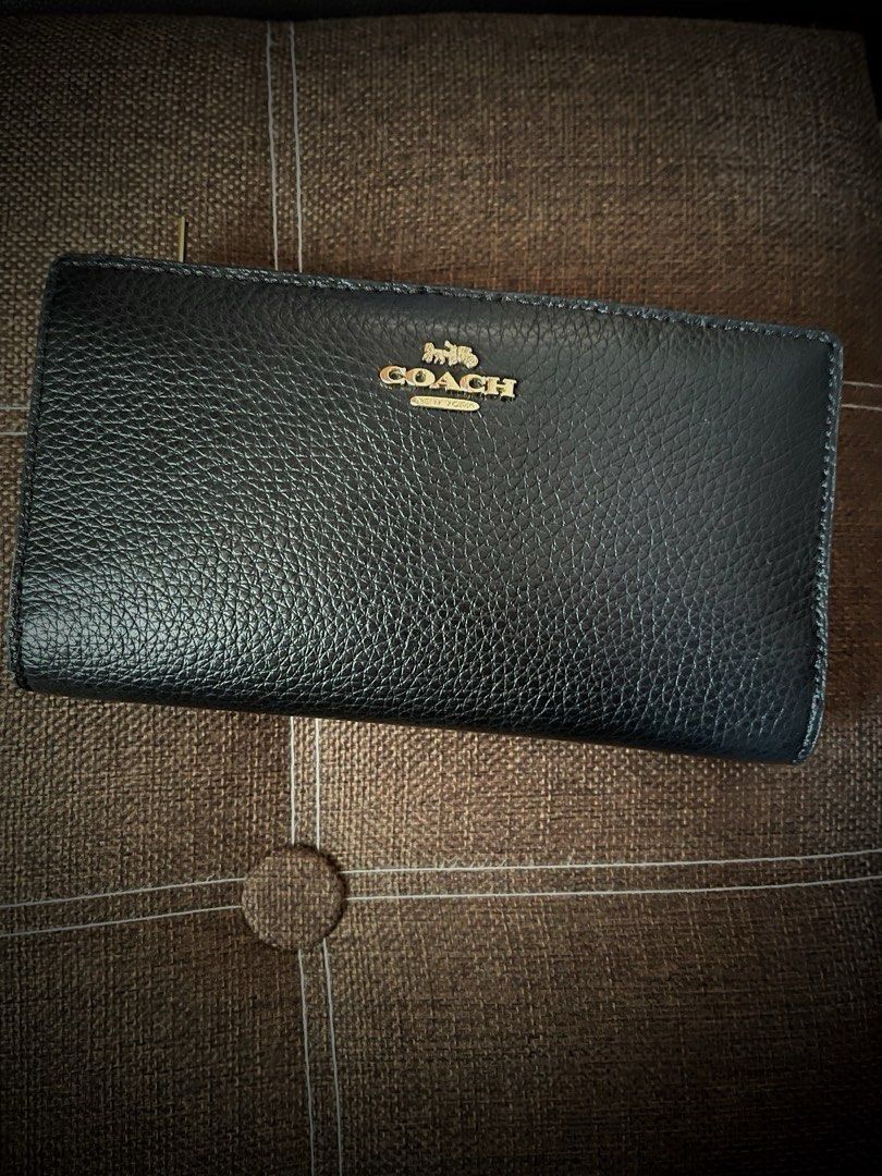BEST PRICE EVER Authentic Coach Slim Zip Bifold Wallet In Black