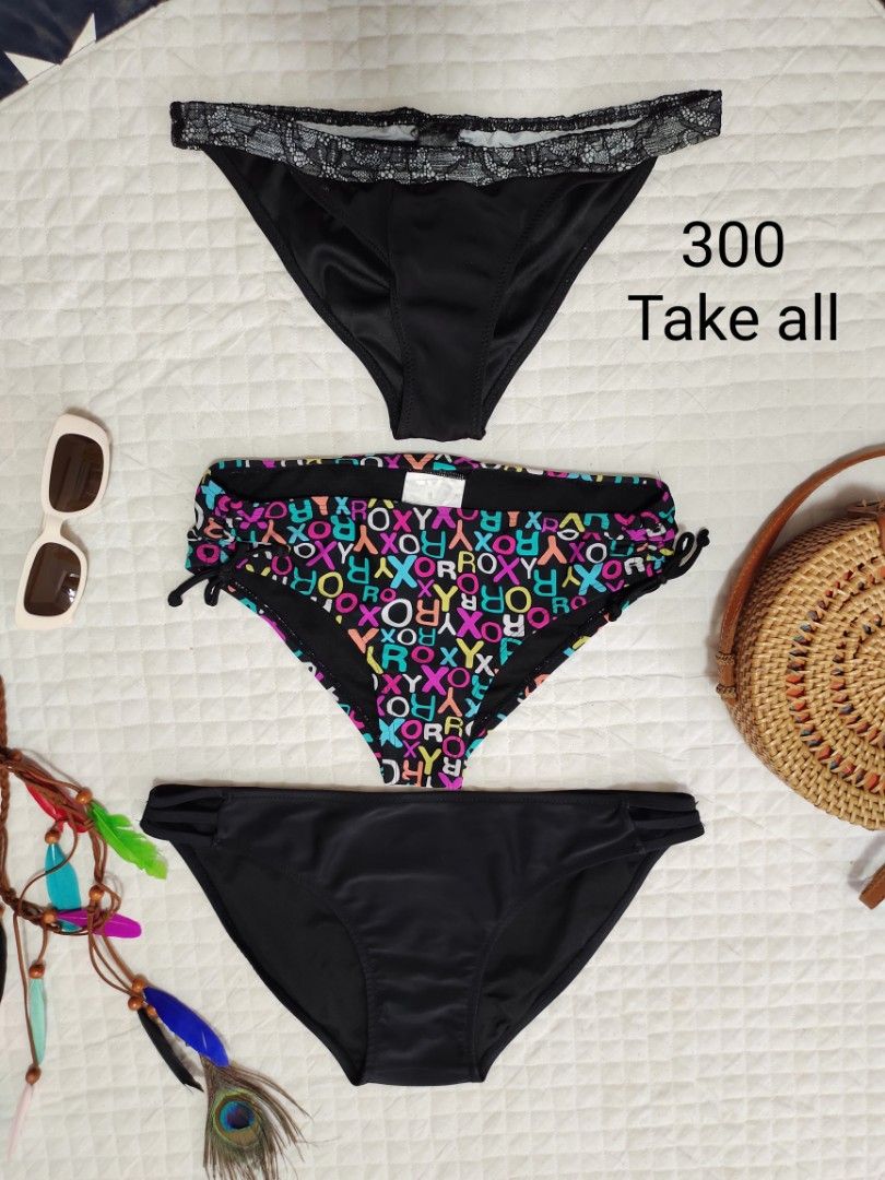 Bikinis for take all M-L size (Category: Bikinis & Swimsuits) located in Manila. Submitted by leideclutter (Listing ID 1285099104, Image 1). Description: Bikinis Slightly used only for ootd's. Can fit M-L 26-27-28 waistline. The small one is Roxy. RFS: Decluttering Mode of payment gcash SF c/o buyer LBC cash on pick up 95 php or flash express door to door delivery 150 php.