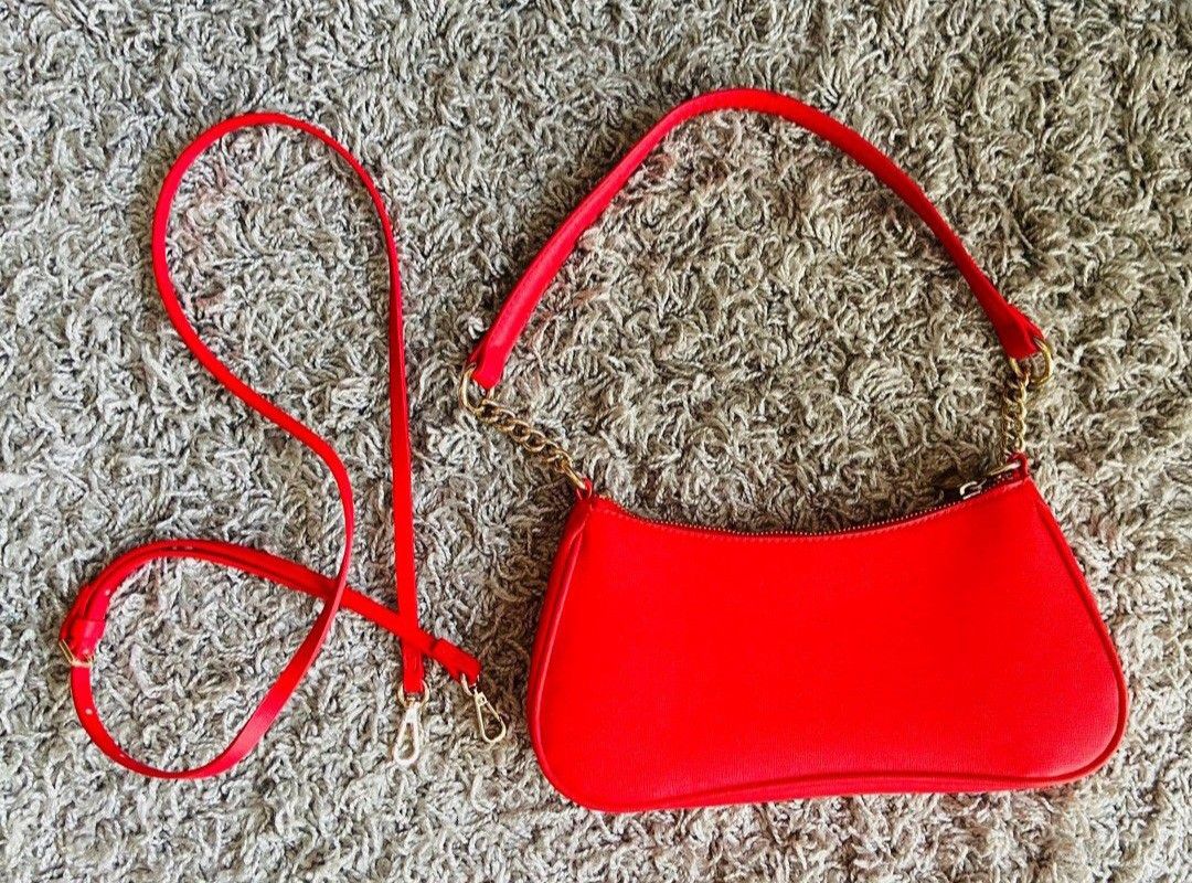 Red leather clearance sling bag