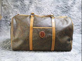 Brown Zipper Leather Duffle Bag
