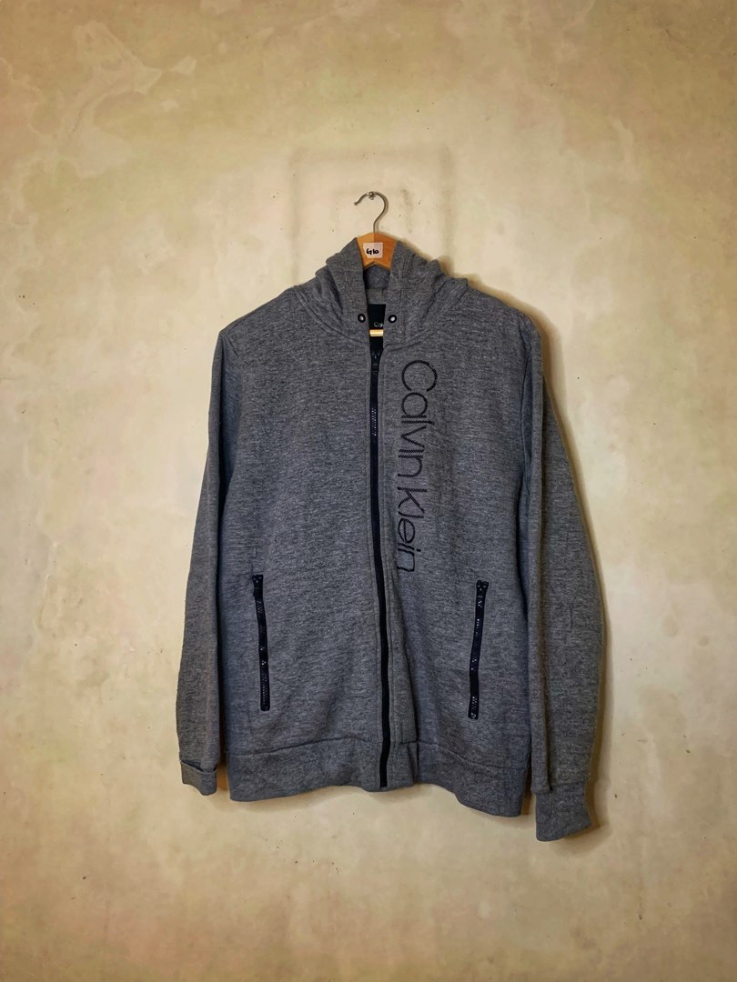 Calvin Klein full-zip sweatshirt, men's size XL cotton black type Vintage Second Hand