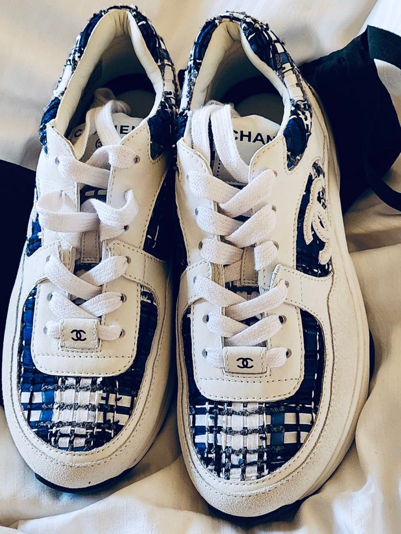 Chanel Blue Tweed Trainers Spring 2024 Luxury Sneakers