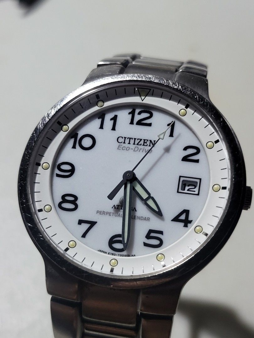 Citizen Attesa Eco Drive Titanium E760 T000924 Solar Quartz Watch Perpetual Calendar