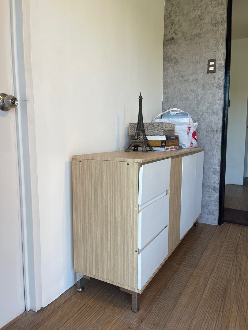 Console (Kitchen, TV, Buffet table, etc) (Category: Shelves, Cabinets & Racks) located in Pasig City. Submitted by samtoluca (Listing ID 1285083328, Image 3). Description: Price negotiable For sale: Console (Kitchen, TV, Buffet table, etc) Can be used in the kitchen, dining room, bedroom Very sturdy and heavy cabinet Dimensions: 137cm L x 40cm W x 75cm H.