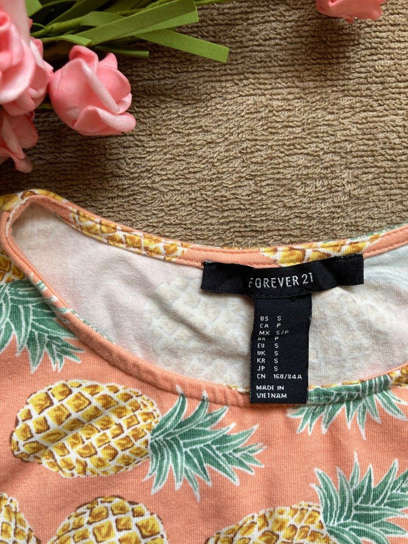 Pineapple crop top top forever 21