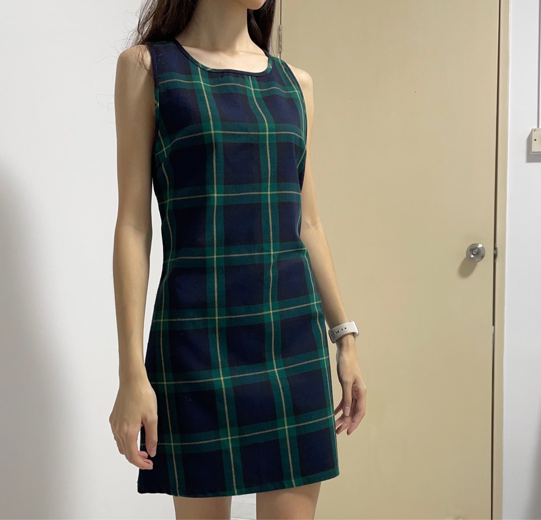 brandy melville green plaid dress Brandy Melville Green Plaid Alena Dress
