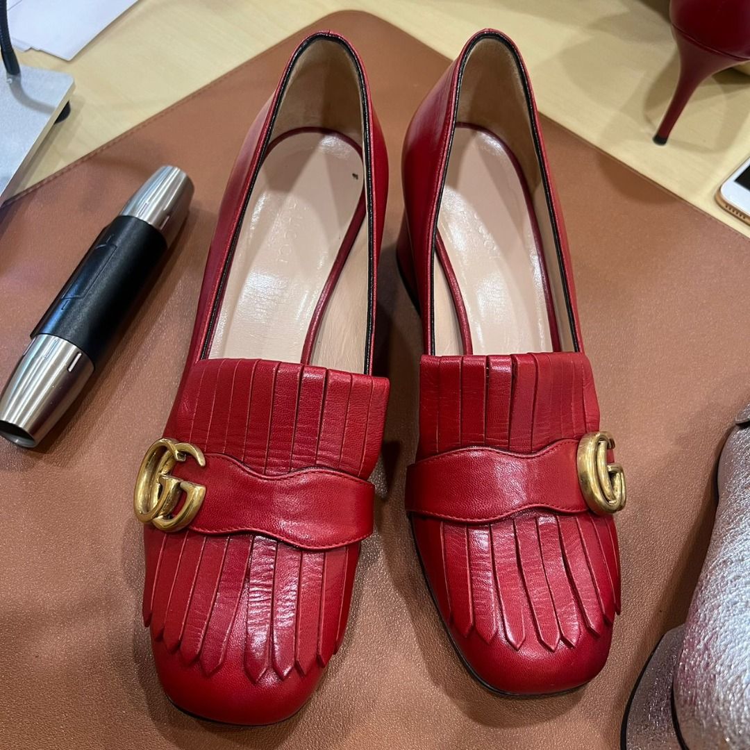 Gucci marmont new arrivals red shoes
