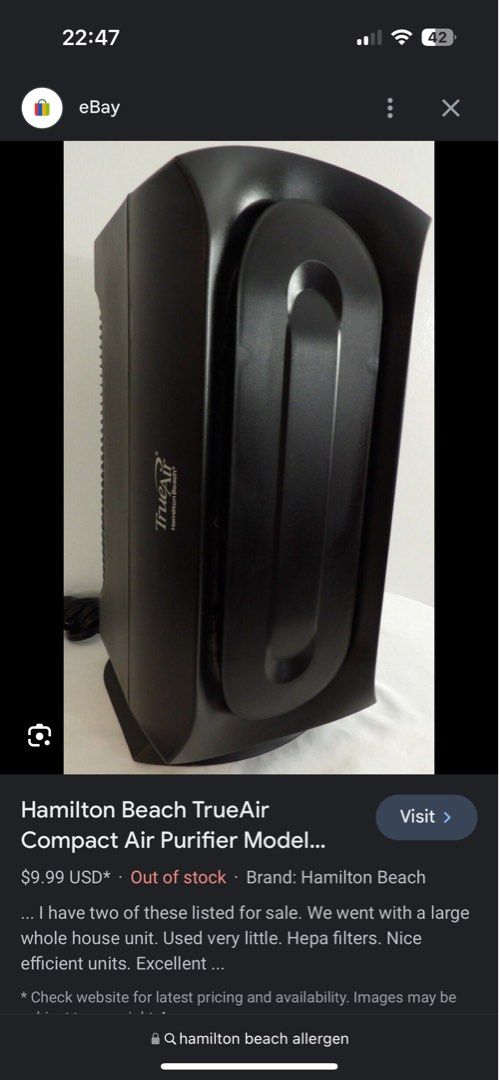 Hamilton beach 04386a air purifier sales