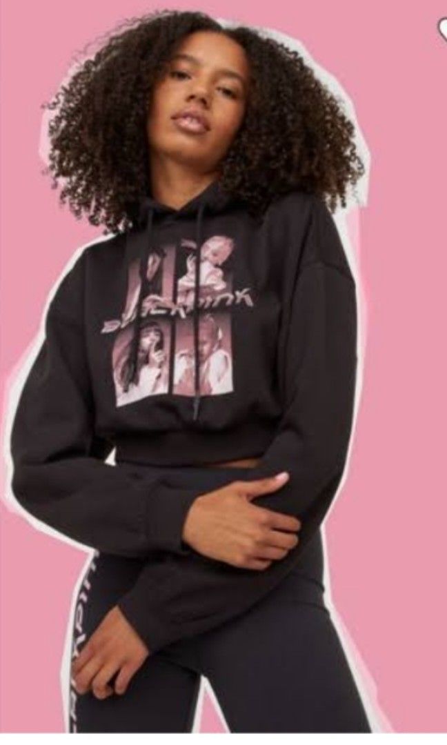 H M BLACKPINK CROPPED HOODIE Women s Fashion Tops Others Tops on Carousell