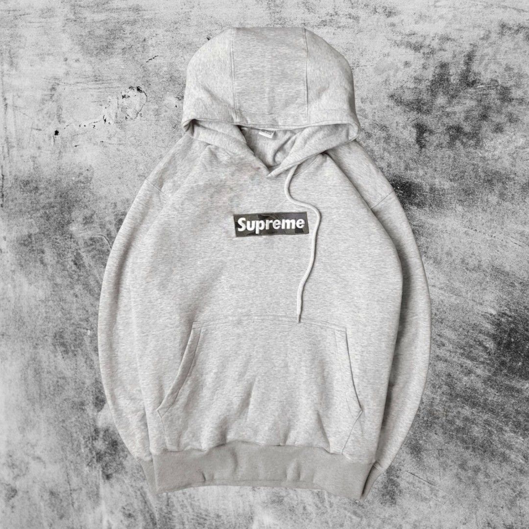 2024 Supreme Box Logo Pullover Hoodie Heather Grey Logo Hooded