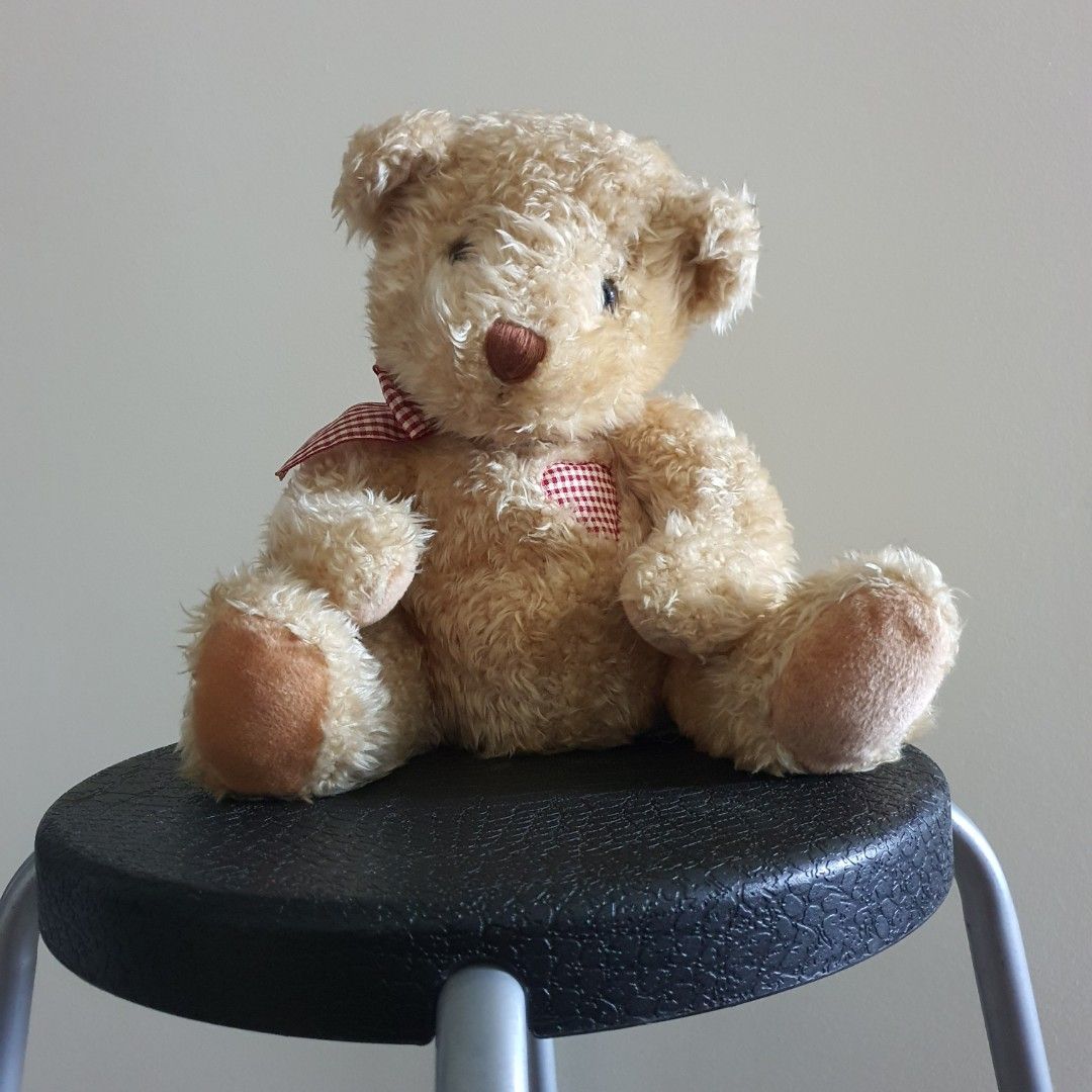 Hucklebeary Teddy Bear Rare Vintage Soft Plush Collectors Toy in Ribbon with Heart Hobbies Toys Memorabilia Collectibles Vintage Collectibles on Carousell