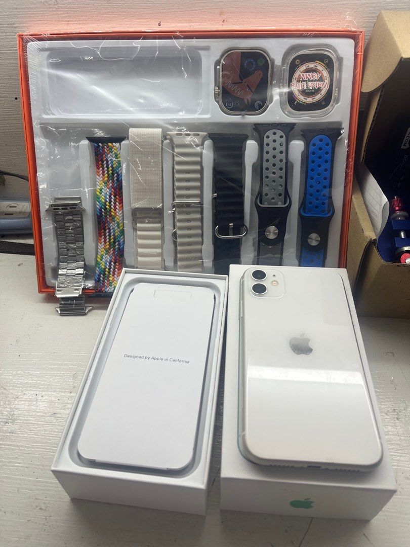 Iphone 11 64g secondhand with smart watch (Category: iPhone 11 Series) located in San Juan City. Submitted by allsite (Listing ID 1285084142, Image 2). Description: Iphone 11 64g with smart watch 17,000 Iphone 11 128g with smart watch 18,000 Physical store Allsite marketing unit 6 second floor theatre mall greenhills 09062677651.