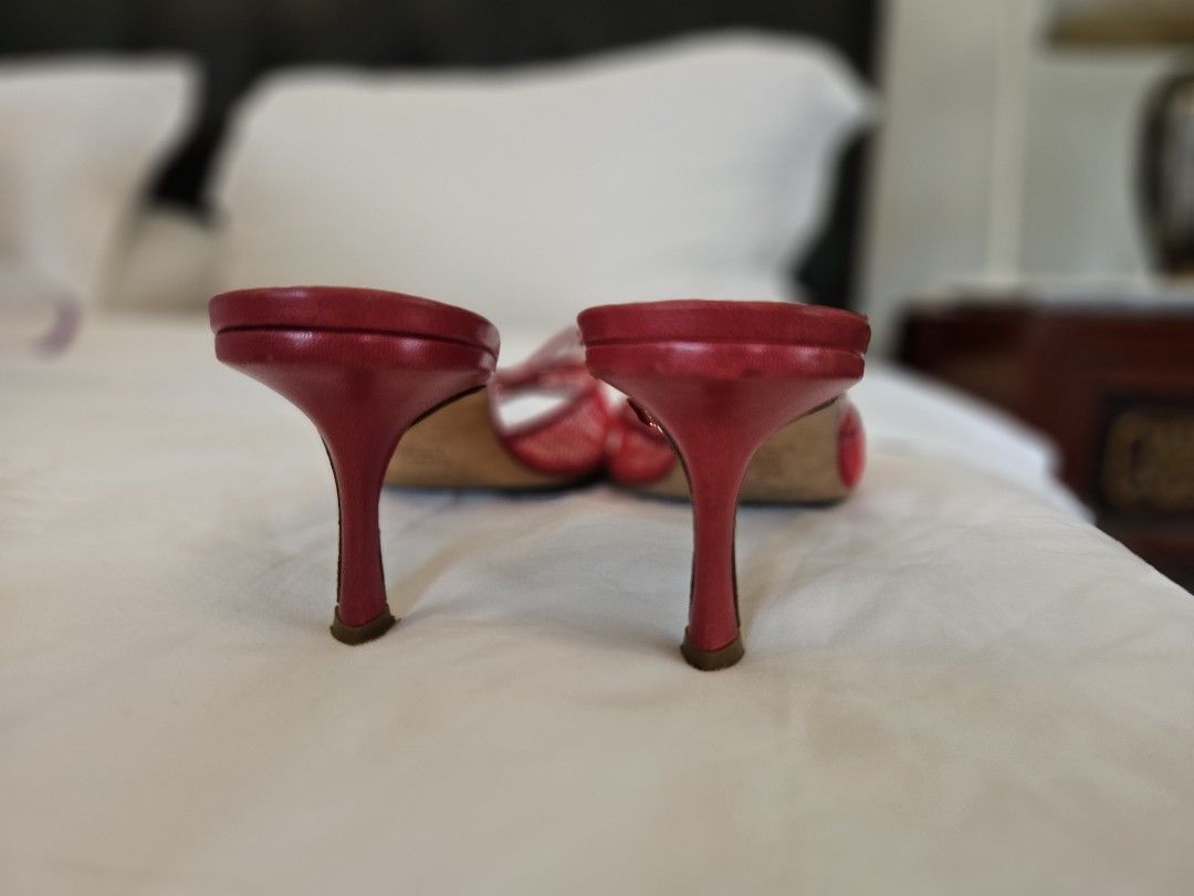 Jimmy Choo red mules 39.5 fits like 39 Women s Fashion Footwear