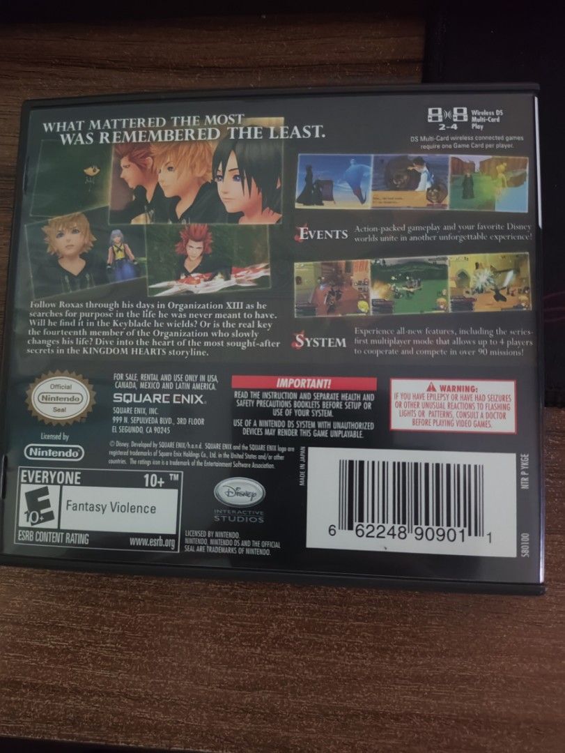 Kingdom Hearts 358/2 Days (Nintendo DS) (Category: Nintendo) located in Marikina City. Submitted by johnnyc2151 (Listing ID 1285068839, Image 2). Description: Non nego, final price Lightly used, in great condition MOP:GCash MOD: Lalamove/J&T Buyer pays first and shoulders delivery fee If prefer meetup: Robinsons Metro East.