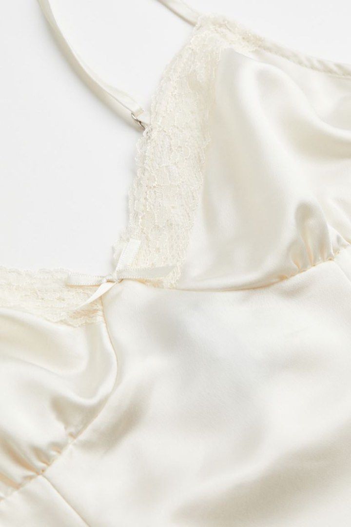 Lace-trimmed Satin Top