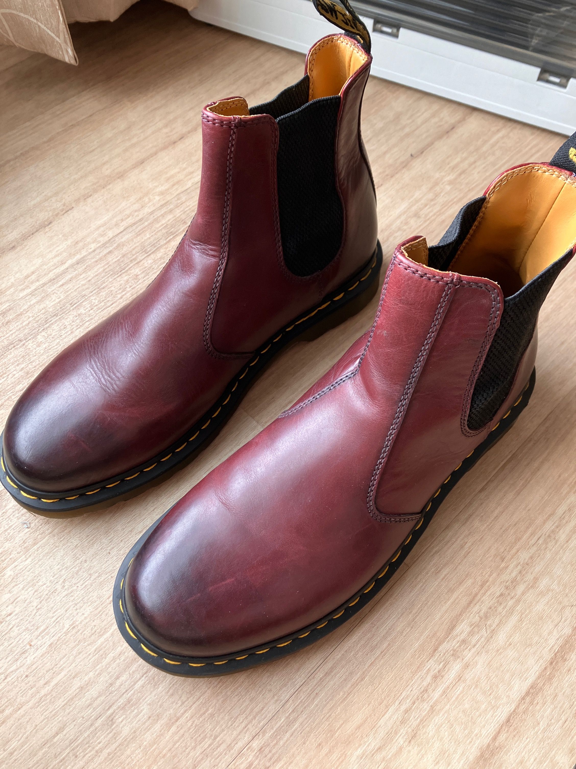 Red doc martens chelsea boots new arrivals