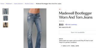 Madewell ‘bootlegger’ bootcut mid rise denim jeans - MADEWELL ripped distressed light washed jeans - bell bottoms bell bottom jeans Y2K jeans 2000s jeans - Size US jeans 25 or waist: 29-30”