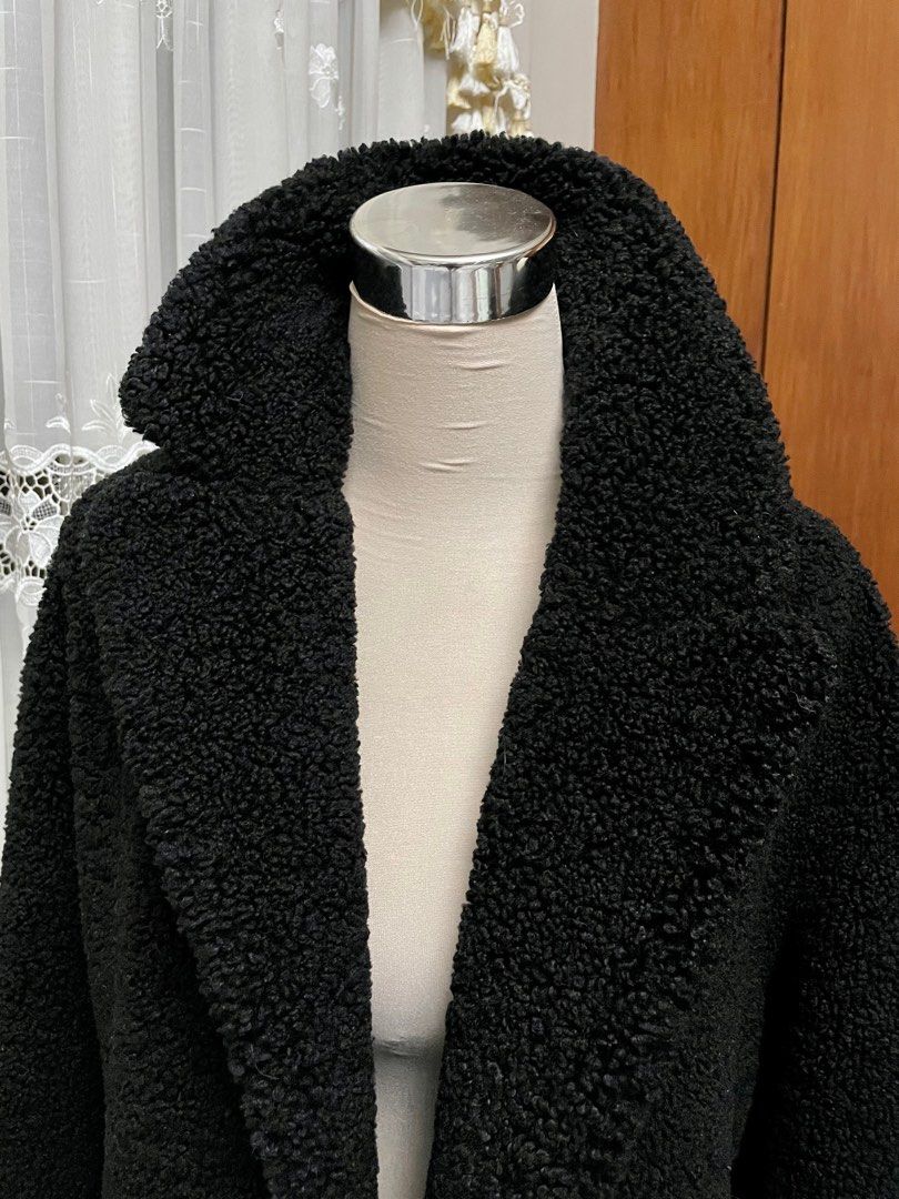 Zara navy teddy store coat