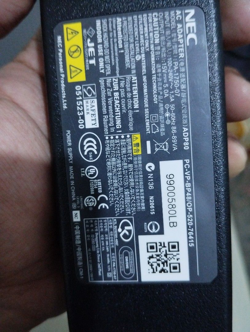 Nec 75W Power Adaptor for Laptop (Untested (Category: Cables & Adaptors) located in Malabon City. Submitted by jayveetotz (Listing ID 1285118269, Image 3). Description: Nec 75W Power Adaptor for Laptop As is Untested unit For laptop or any gadget that fit. Good Condition Cosmetic: 9/10.
