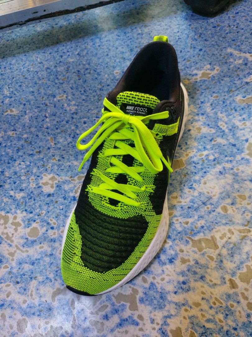 Nike React Infinity Run Flyknit 2 Volt Black Men's Running Shoes(28.5 cm) (Category: Sneakers) located in Baguio. Submitted by master_of_brands (Listing ID 1285206901, Image 2). Description: Authentic Nike React Infinity Run Flyknit 2 Volt Black Men's Running Shoes Size 10.5 US/44.5 Europe/28.5 cm Slightly used *Like new No box Thick outsole No issue In perfect condition.