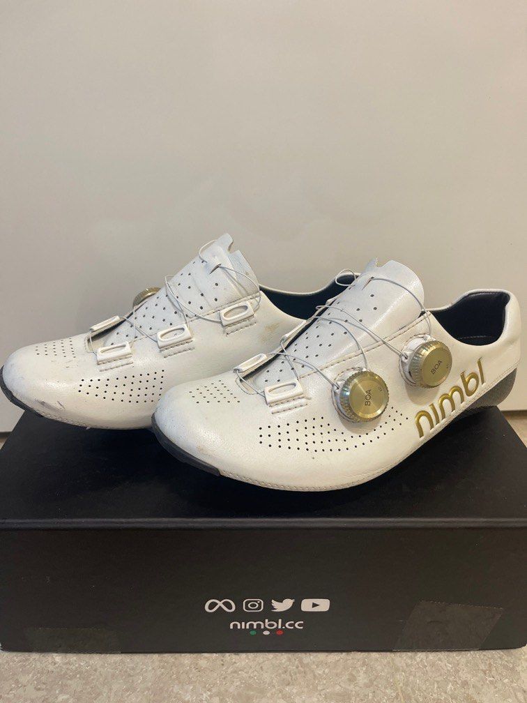 Nimbl Ultimate White EU 43 or US 9 GOLD BOA cycling shoes