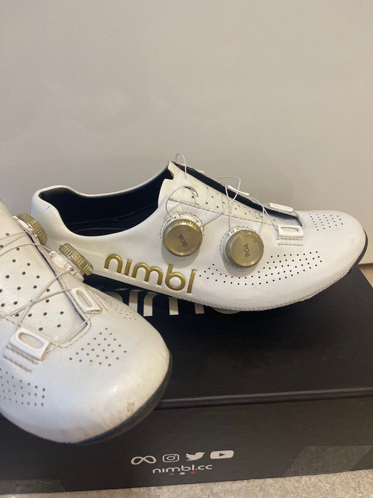 Nimbl Ultimate White EU 43 or US 9 GOLD BOA cycling shoes