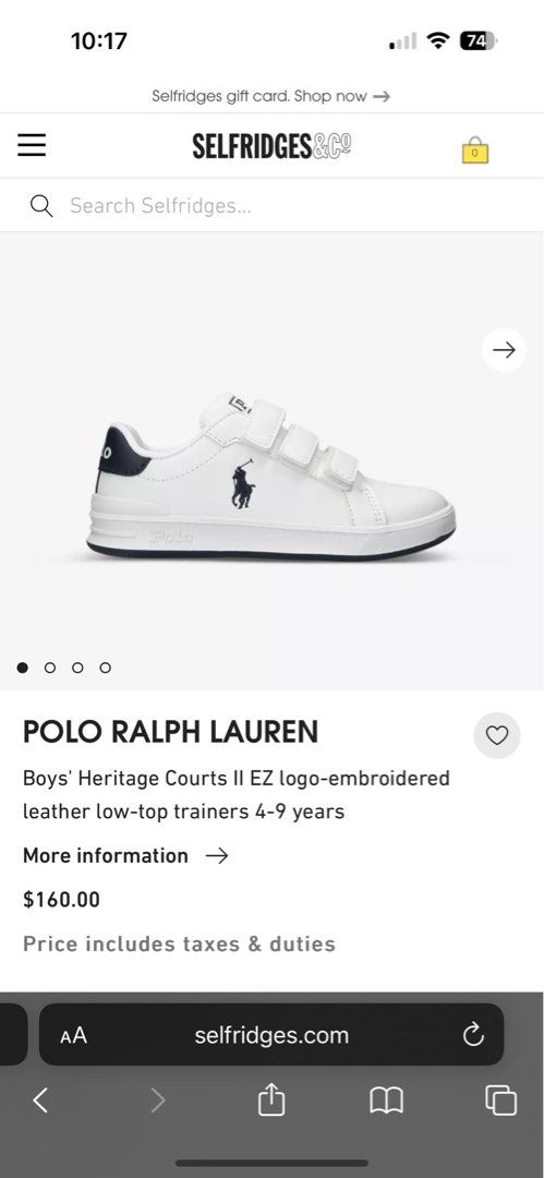 Polo Ralph Lauren Boys Heritage Courts II EZ logo embroidered