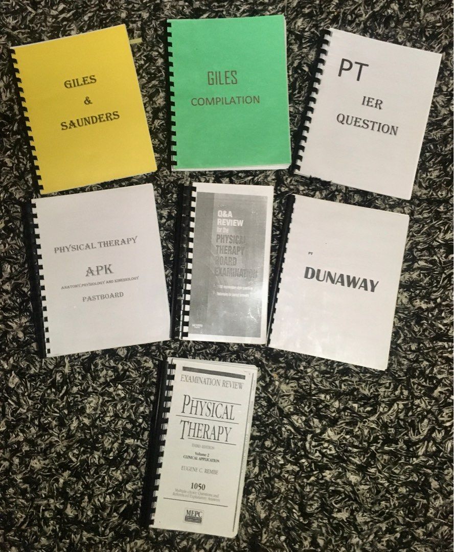 Physical Therapy Book Reviewers (FREE) (Category: Textbooks) located in Angeles City. Submitted by tan.sofiaa (Listing ID 1285121438, Image 1). Description: GET NIYO NA LAHAT FOR FREE, PLEASE! APK: - Good as new - May highlight and sulat lang sa number 1. The rest, wala na. Rembe: - Good as new. Walang sulat/highlights. Fortinberry: - Good as new. Walang sulat/highlights. IER Question: - Good as new. Hindi man nagamit since may binigay na copy ‘y